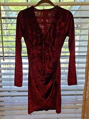 Crushed Red Velvet Wrap Dress.